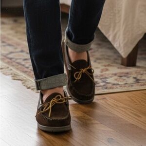 L.B. Evans Dark Brown Suede Men's Slip-Ons Slippers Moccs - 15M